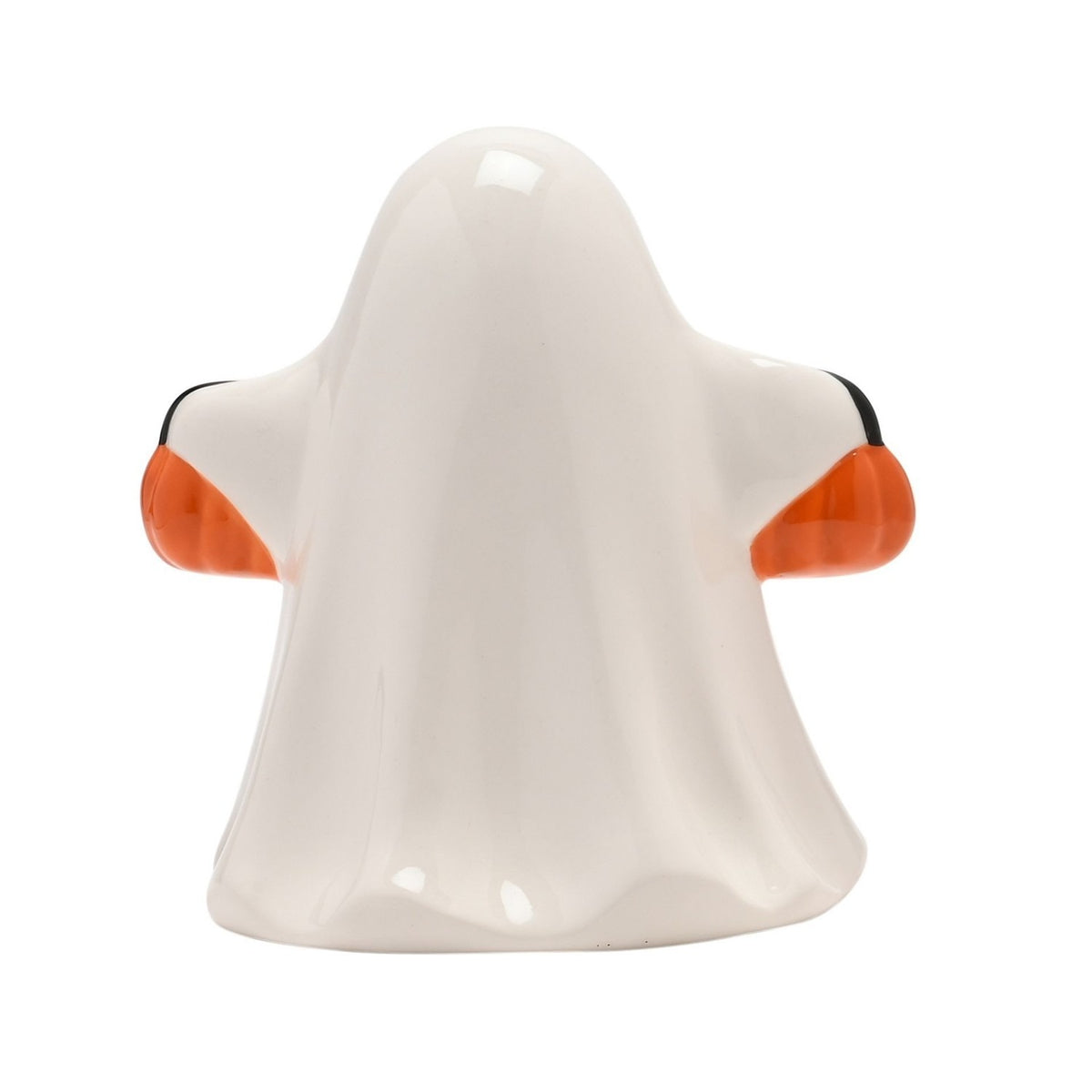 LED Ghost Ceramic Light-Up Decoration with Pumpkins - White