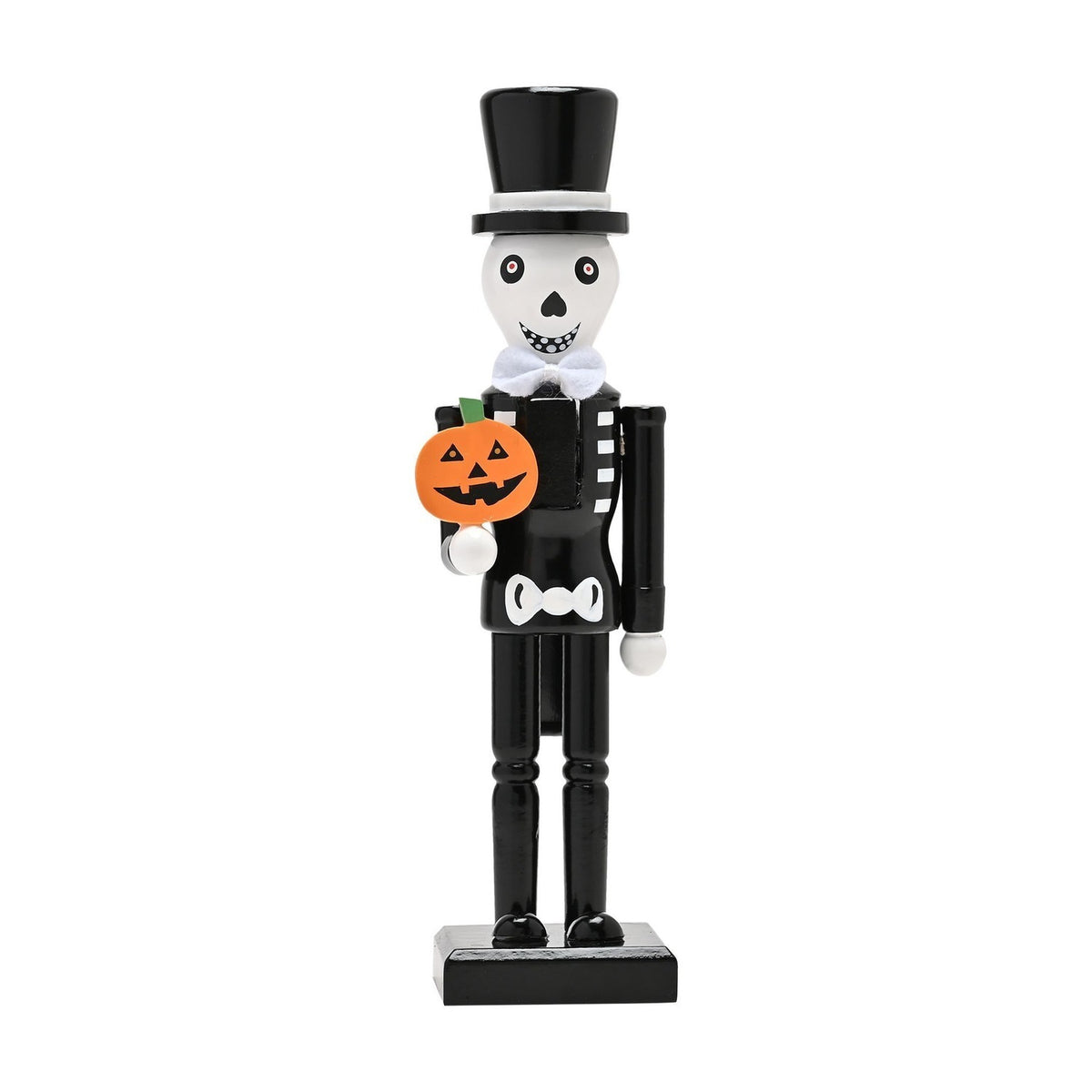 Top Hat Skeleton Nutcracker Wooden Ornament 26cm - Black