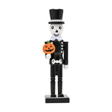 Top Hat Skeleton Nutcracker Wooden Ornament 26cm - Black