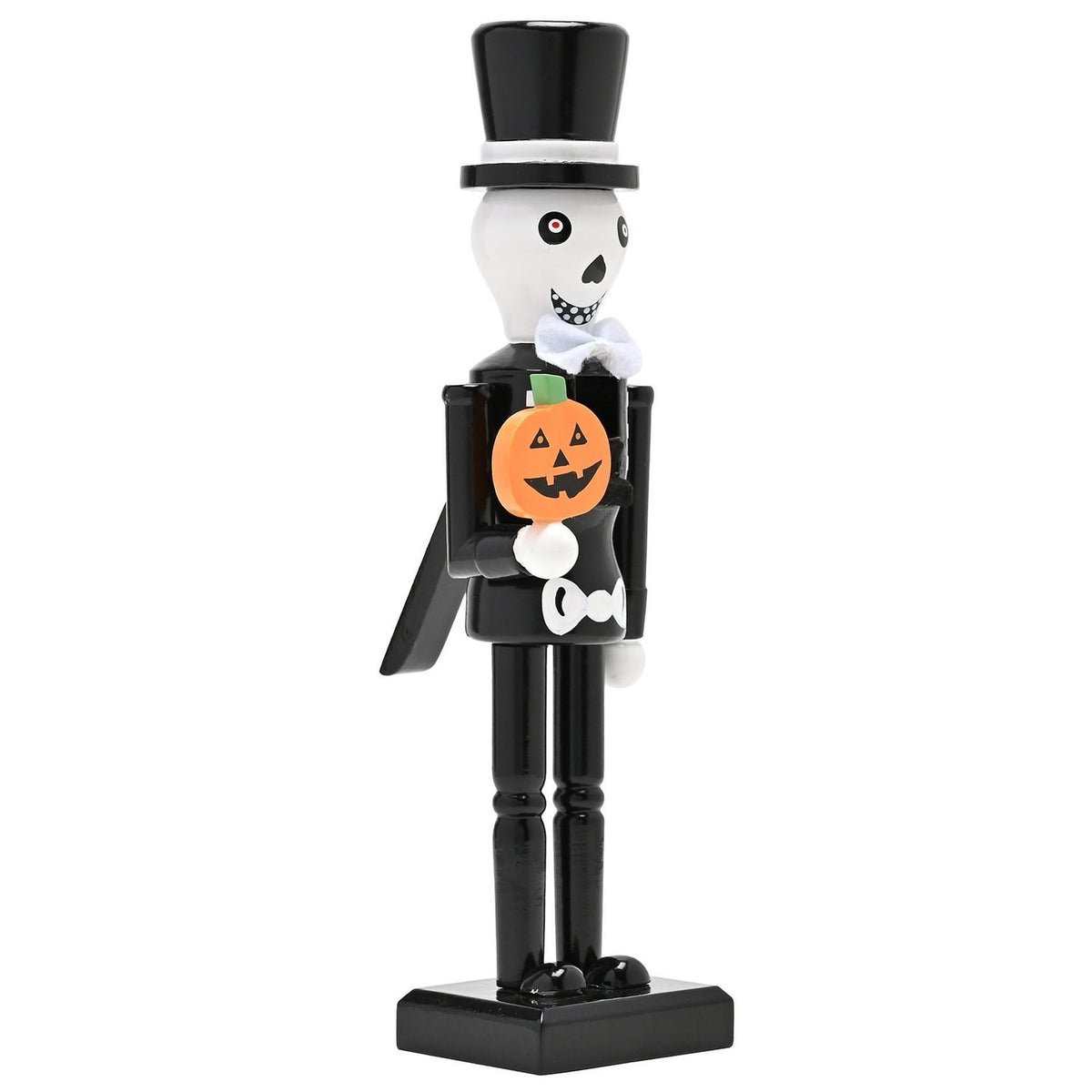 Top Hat Skeleton Nutcracker Wooden Ornament 26cm - Black