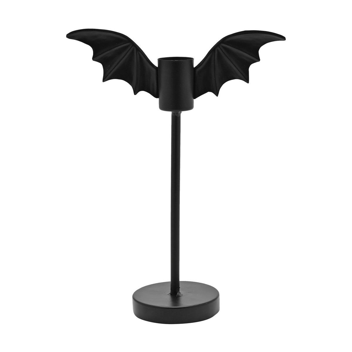 Halloween Bat Wing Matt Metal Candle Holder 26cm - Black