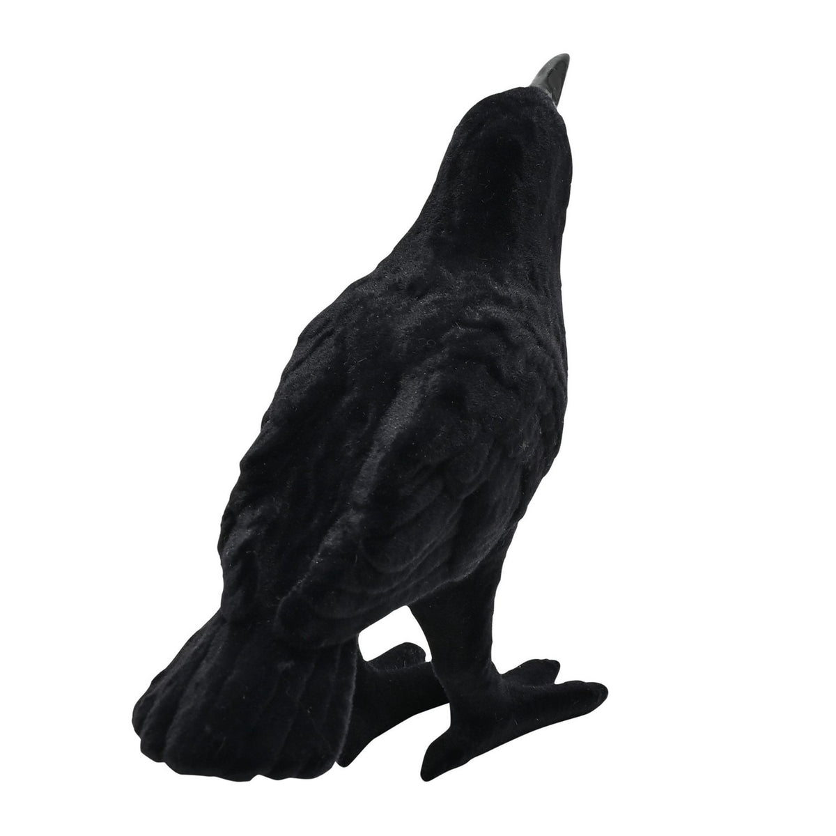 Halloween Freestanding Flocked Crow Resin Ornament - Black