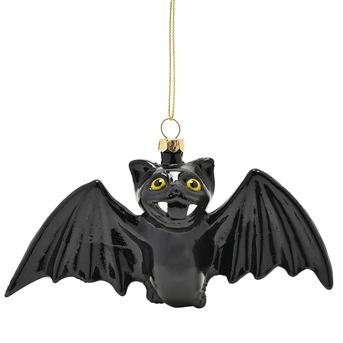 Spread Wing Bat Ornament Hanging Plastic Figurine - Black