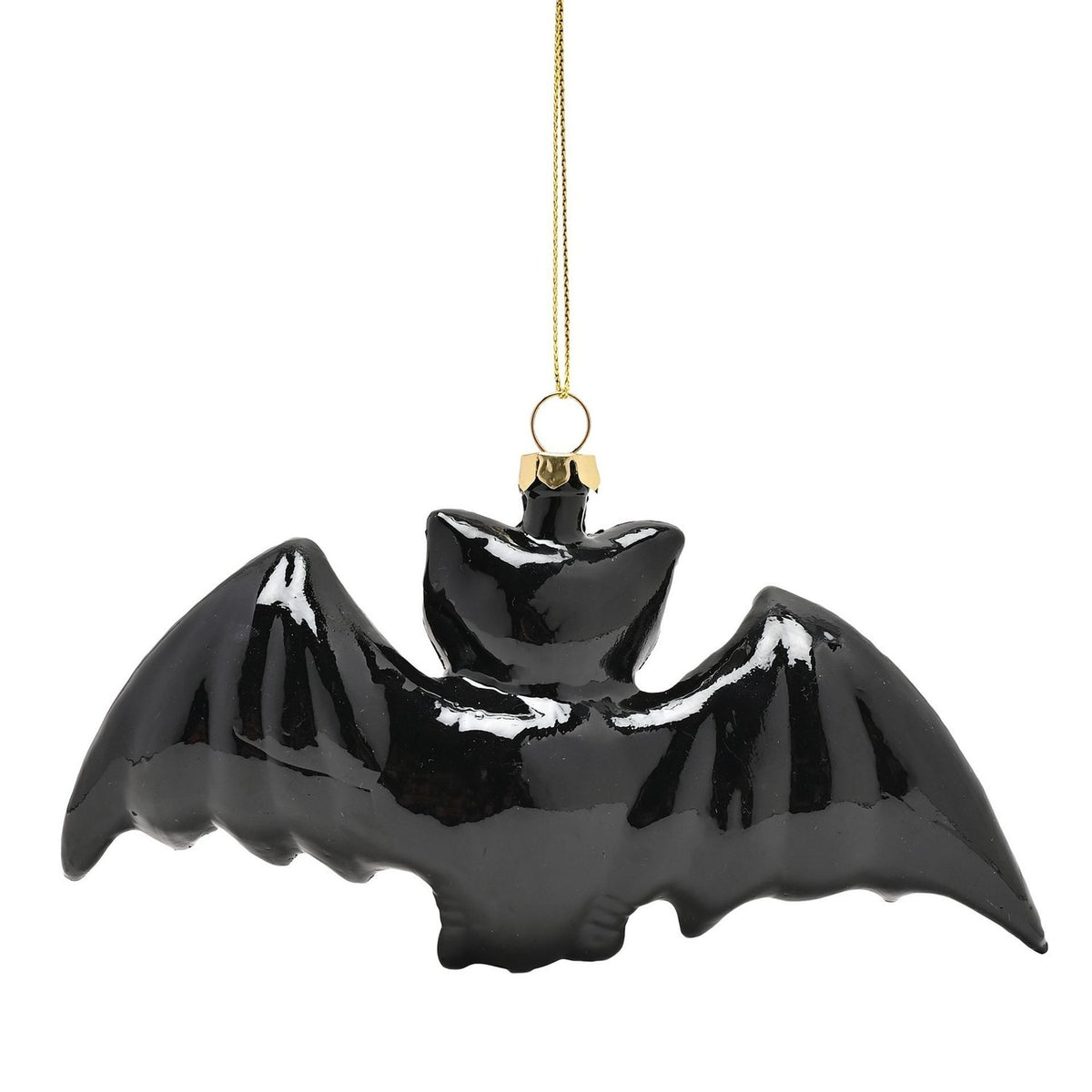 Spread Wing Bat Ornament Hanging Plastic Figurine - Black