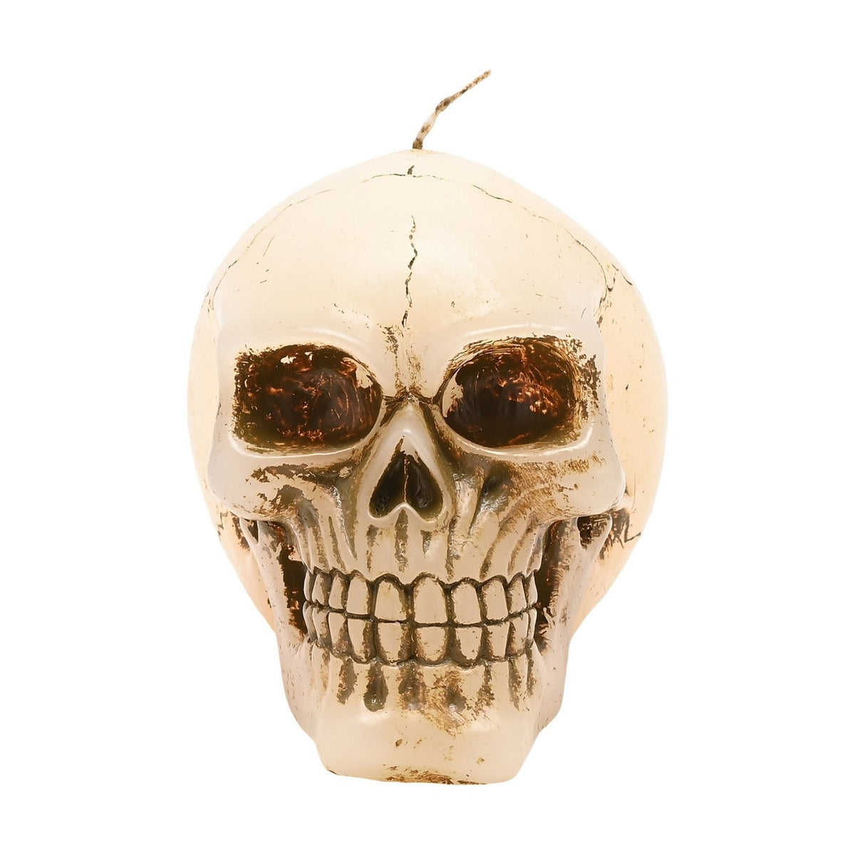 Large Cracked Skull Candle with 20 Hour Burn Time - White