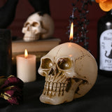 Large Cracked Skull Candle with 20 Hour Burn Time - White