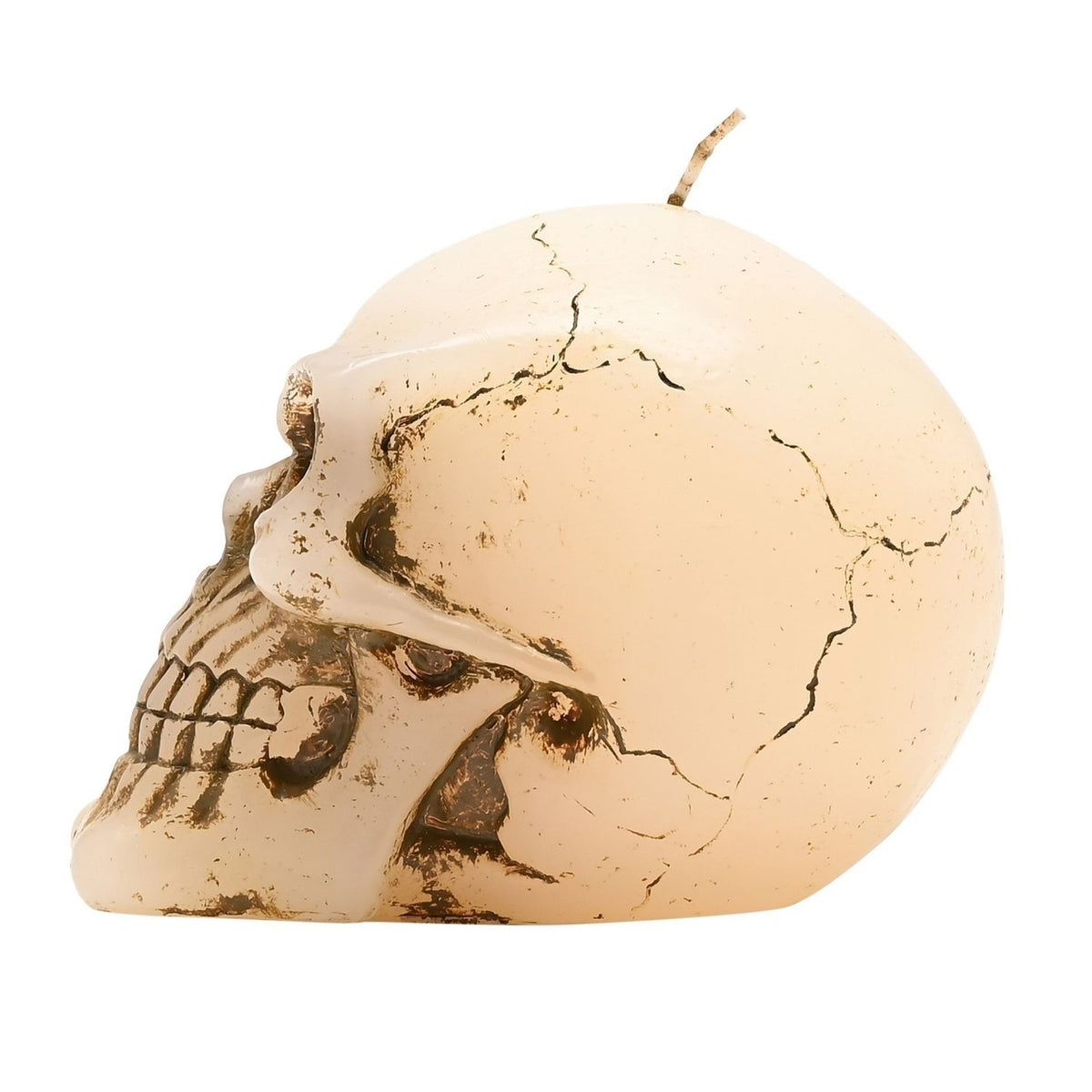 Large Cracked Skull Candle with 20 Hour Burn Time - White