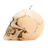 Large Cracked Skull Candle with 20 Hour Burn Time - White