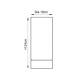 Dimension diagram of the Endon Bracewell table lamp showing a cylindrical shade, 24cm height and 10cm diameter, on a plain background.
