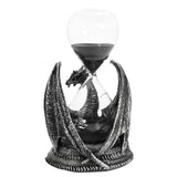 Dragon-Wrapped Resin Hourglass with Black Sand - Silver