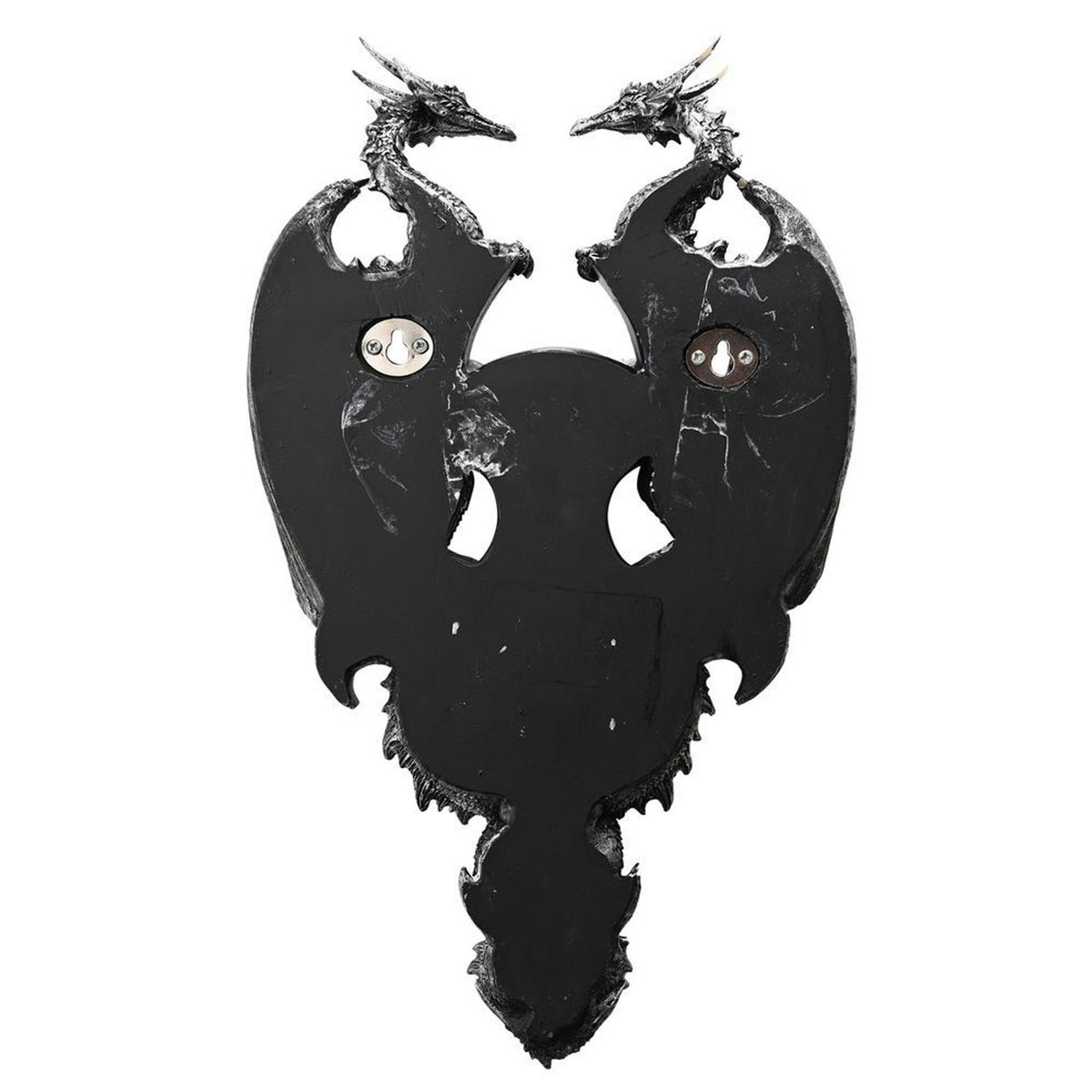 Twin Dragons Resin Wall Plaque with Gold Accents - Silver