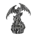 Winged Dragon and Pyramid Resin Figurine with Light - Silver