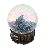 Dragon Glass Snow Globe with Glitter and Skull Base - Blue