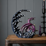 Roaring Dragon in Crashing Wave Resin Figurine - Purple