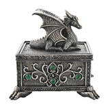 Winged Dragon Resin Trinket Box with Claw Feet - Silver
