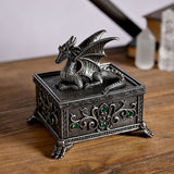 Winged Dragon Resin Trinket Box with Claw Feet - Silver