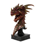 Metallic Dragon Head Resin Figurine with Plinth 29cm - Red
