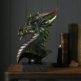 Dragon Head Resin Figurine on Knotwork Plinth 29cm - Green