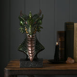 Dragon Head Resin Figurine on Knotwork Plinth 29cm - Green