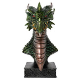 Dragon Head Resin Figurine on Knotwork Plinth 29cm - Green