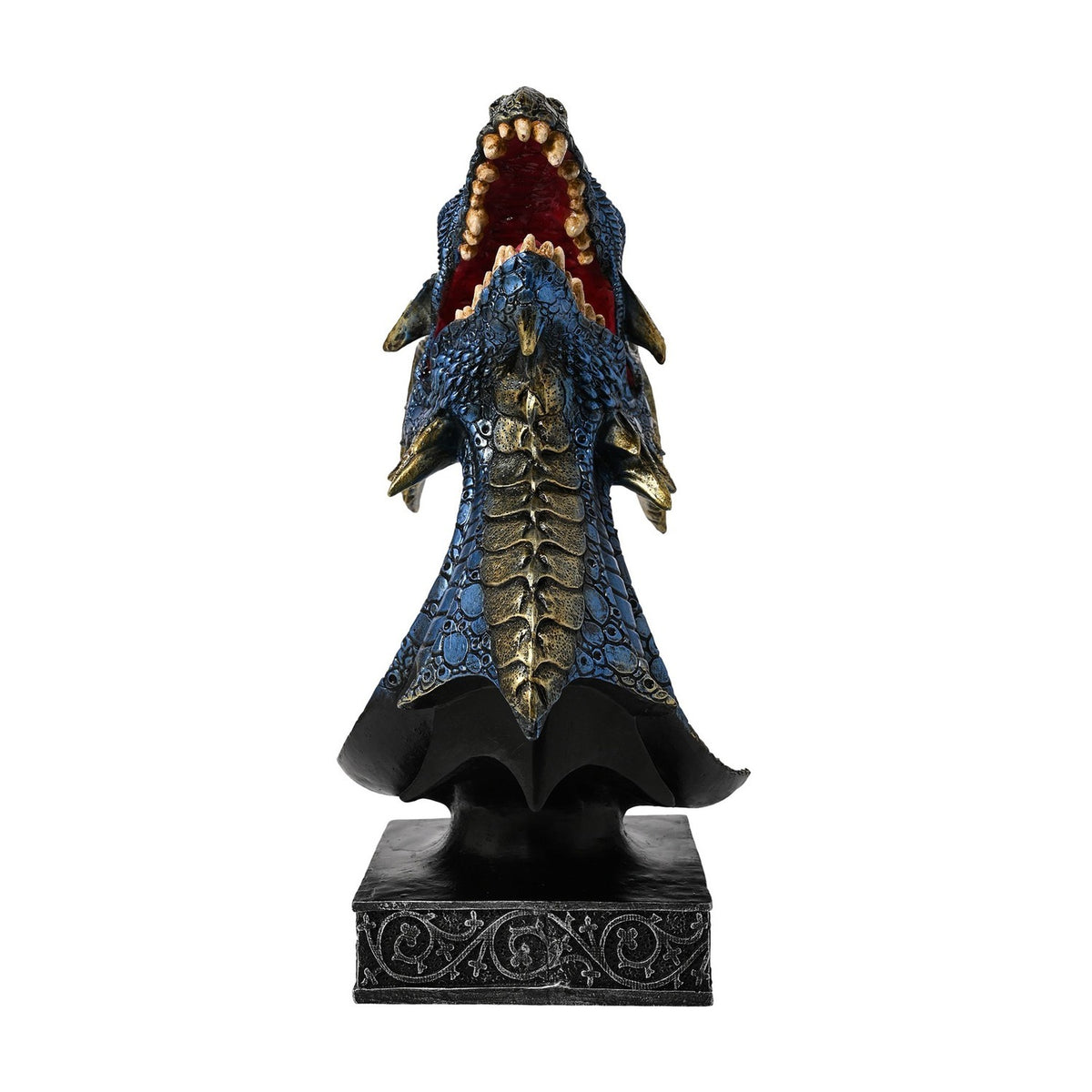 Fanged Dragon Head Resin Figurine with Plinth 29cm - Blue