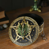 Round Dragon Pentagram Celtic Knot Resin Trinket Box - Gold
