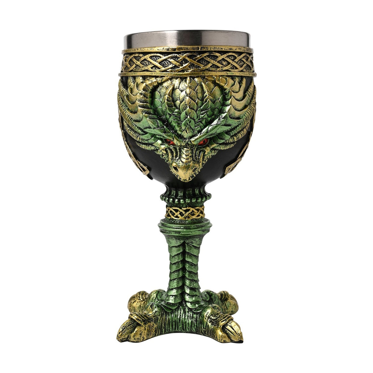 Dragon Claw Foot Resin Goblet Glass with Knotwork - Green