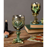 Dragon Claw Foot Resin Goblet Glass with Knotwork - Green