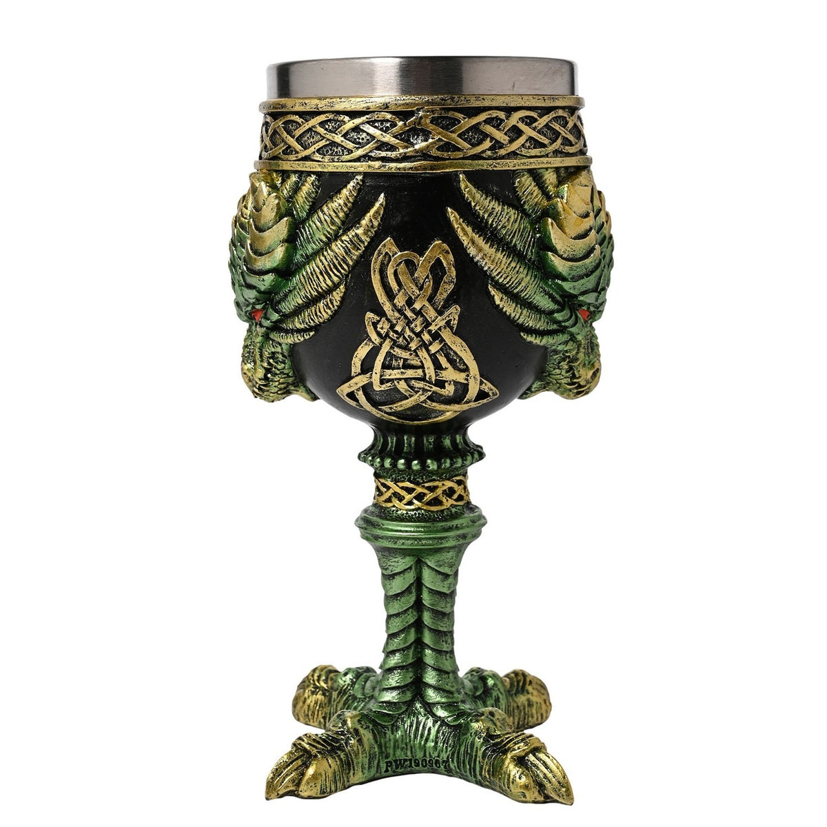 Dragon Claw Foot Resin Goblet Glass with Knotwork - Green