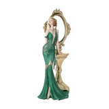 Anna Lady in Gown Resin Figurine with Mirror Stand - Green