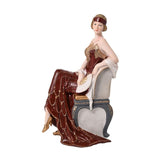 Charlotte Seated Lady Resin Figurine with Fan - Dark Berry