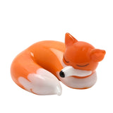 Curled Up Sleeping Fox Miniature Glass Figurine - Orange
