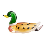 Black Spotted Mallard Duck Miniature Glass Figurine - Brown