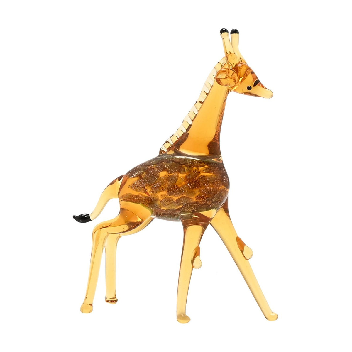 Speckled Giraffe Miniature Glass Figurine - Yellow