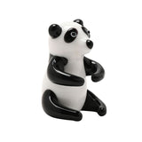 Sitting Panda Miniature Glass Figurine - White