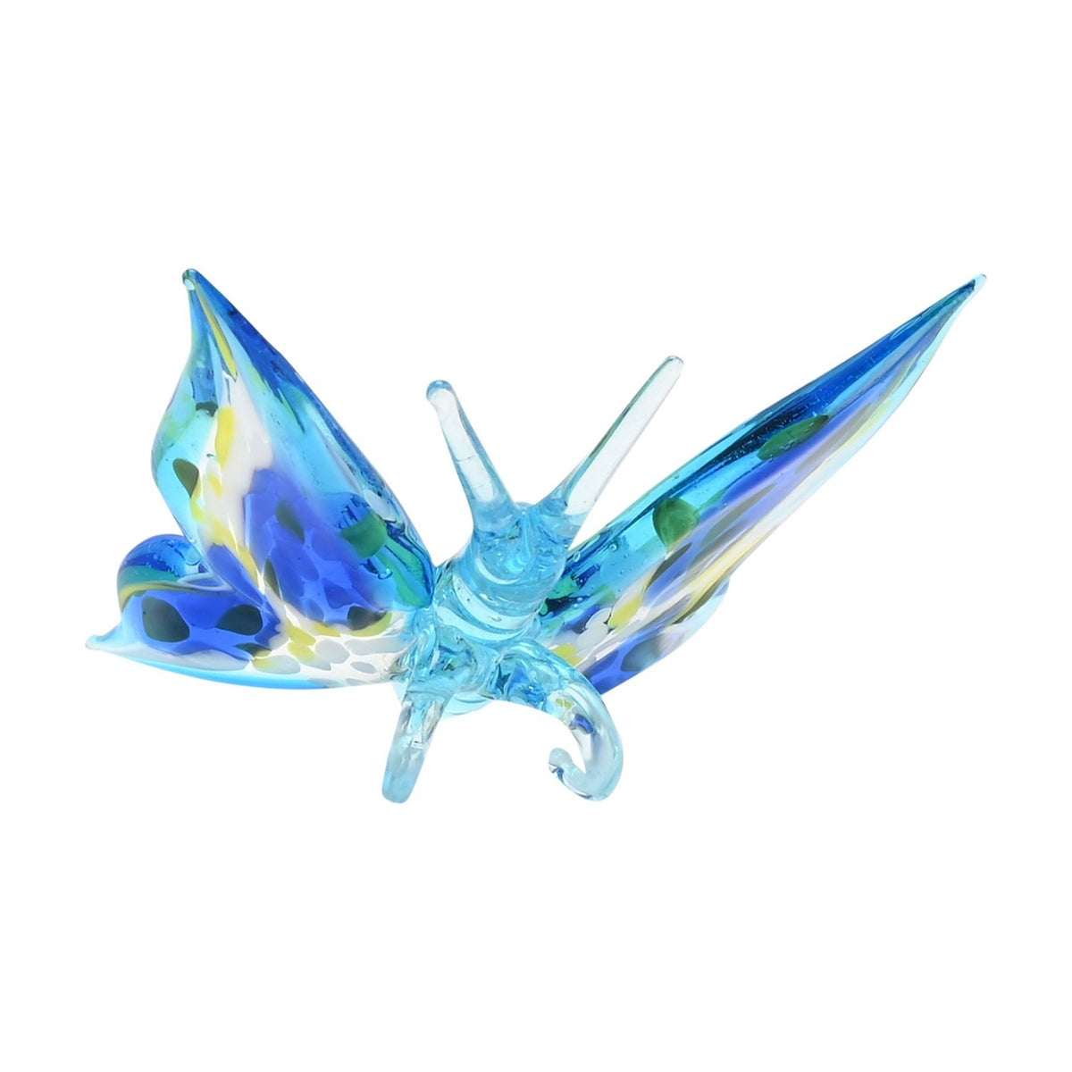 Miniature Mottled Butterfly Glass Figurine - Blue