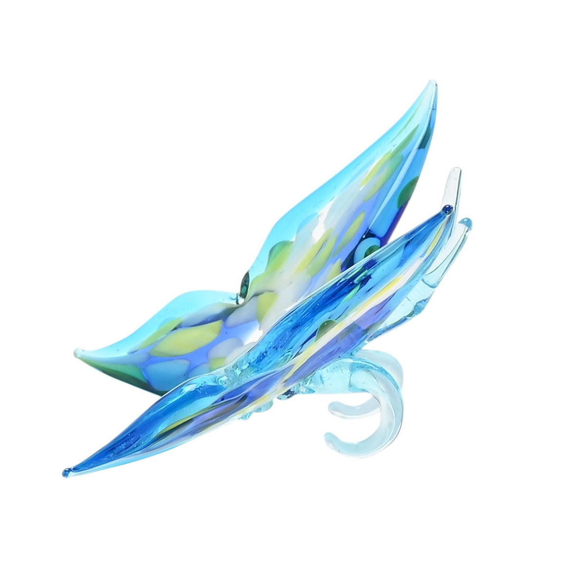Miniature Mottled Butterfly Glass Figurine - Blue