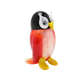 Owl Miniature Glass Figurine with Silver-Flecked Belly - Red