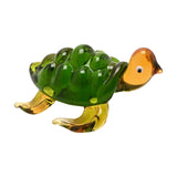 Miniature Turtle Glass Figurine with Amber Flippers - Green