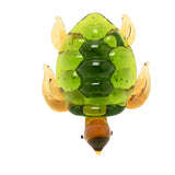Miniature Turtle Glass Figurine with Amber Flippers - Green