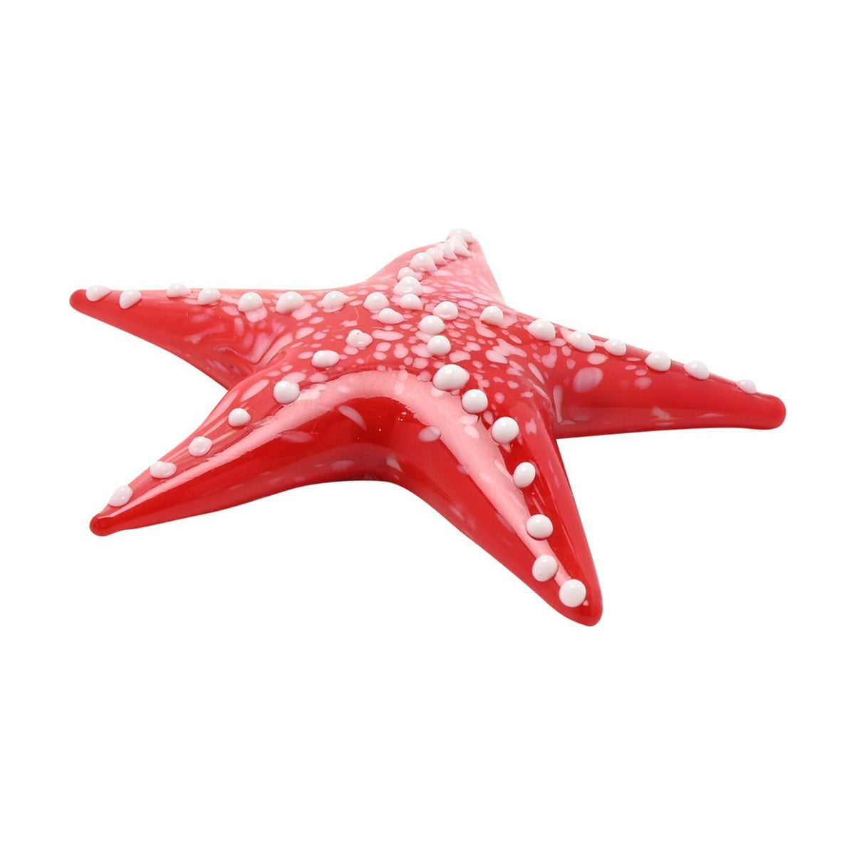 White Spotted Starfish Miniature Glass Figurine - Red
