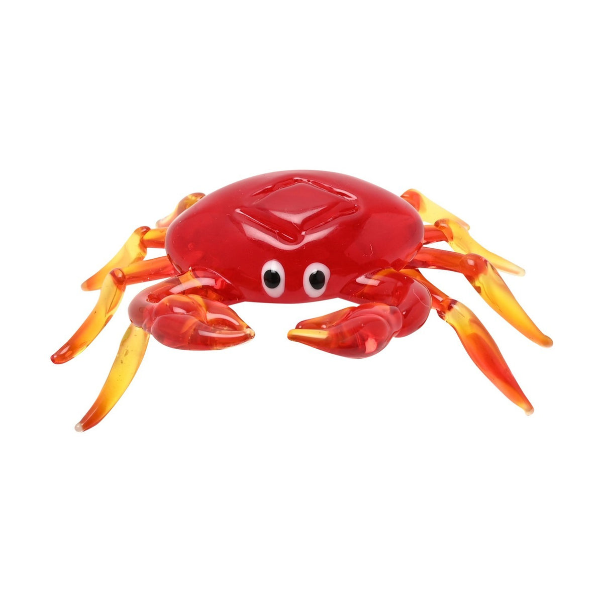 Crab Miniature Glass Figurine with Amber Tipped Legs - Red