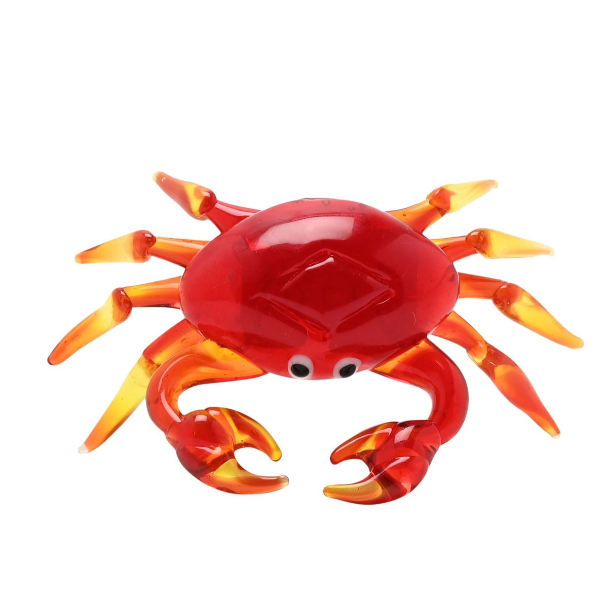 Crab Miniature Glass Figurine with Amber Tipped Legs - Red