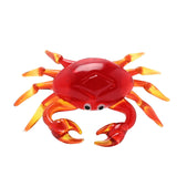 Crab Miniature Glass Figurine with Amber Tipped Legs - Red