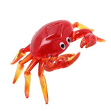 Crab Miniature Glass Figurine with Amber Tipped Legs - Red