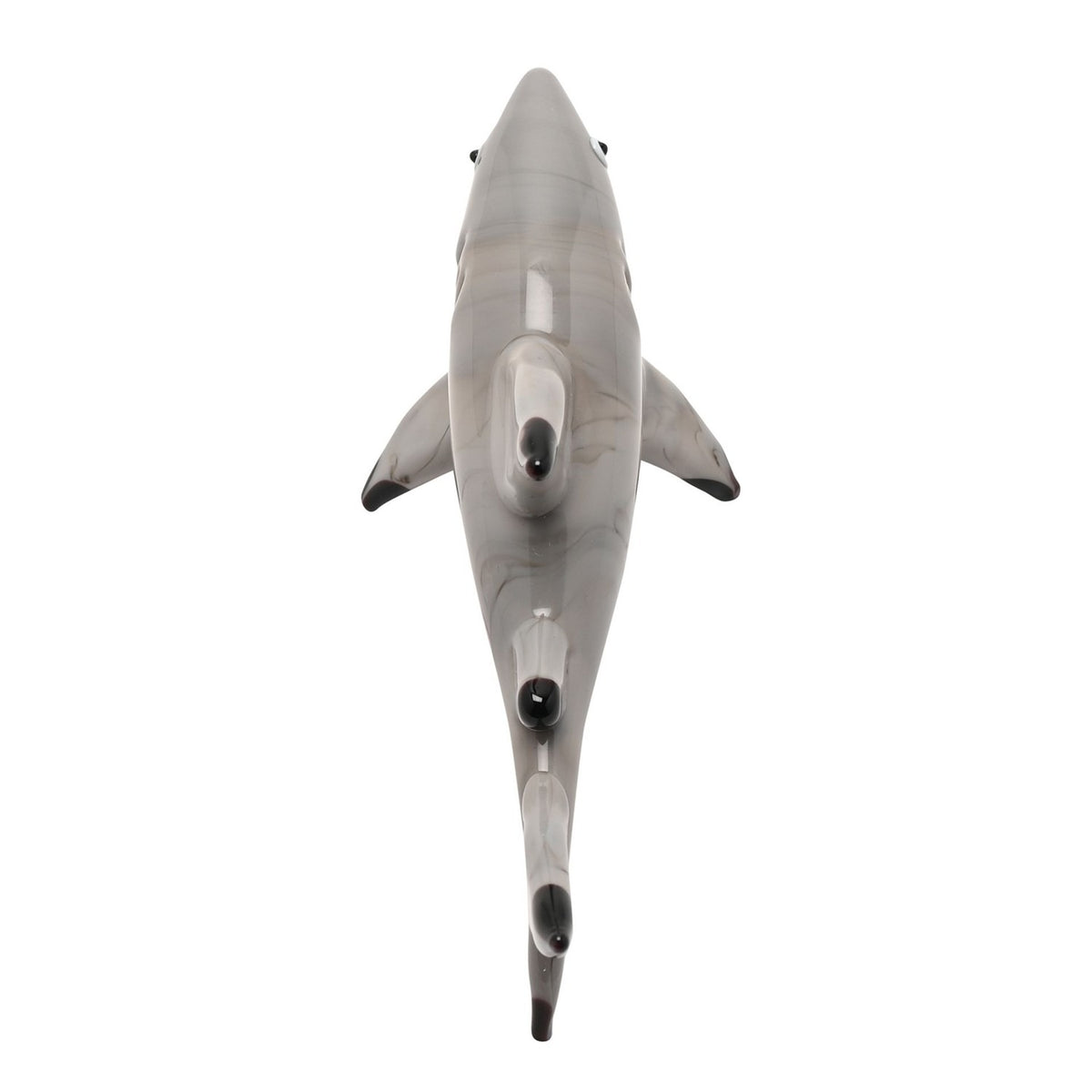 Miniature Glass Shark Figurine with Black Fin Tips - Grey