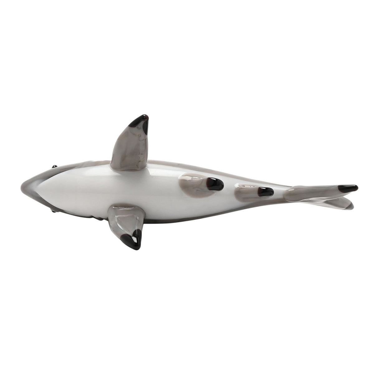 Miniature Glass Shark Figurine with Black Fin Tips - Grey