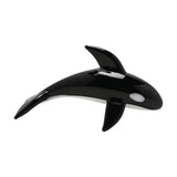 Miniature Glass Whale Figurine with White Belly - Black