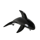 Miniature Glass Whale Figurine with White Belly - Black