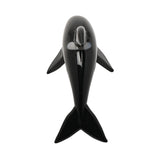 Miniature Glass Whale Figurine with White Belly - Black